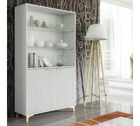 Creative Furniture Tide Crest Display Cabinet 175Cm - White With Fluted Doors White