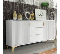 Tide Crest Sideboard Gold 140cm - Modern Fluted Design in Grey or White Creative Furniture White One Size