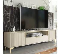 Creative Furniture Tide Crest Tv Unit 200Cm - Cashmere Warm Beige Taupe Finish & Gold Beige
