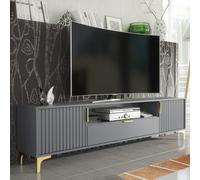 Creative Furniture Tide Crest TV Unit Gold 200cm - Modern Fluted Design in Grey or White in Dark Grey Creative Furniture Dark Grey