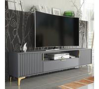 Creative Furniture Tide Crest Tv Unit Gold 200Cm - Modern Fluted Design In Grey Or White In Dark Grey Dark Grey