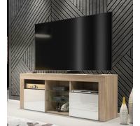 Creative Furniture Tv Unit 145Cm Modern - Oak With High Gloss White Doors In Light Oak Light Oak One Size