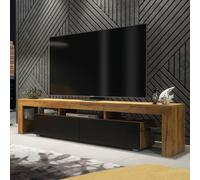 Creative Furniture Tv Unit 200Cm Modern - Oak With Matt Black Doors In Brown Brown