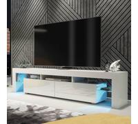 TV Unit 200cm Cabinet TV Stand Living Room High Gloss Doors - White