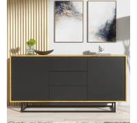 Creative Furniture Vista Loft Sideboard 140Cm - Dark Oak & Black Doors