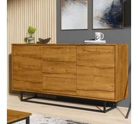 Creative Furniture Vista Loft Sideboard 140cm - Industrial Storage with Rustic, Oak & Black Matt Doors in Brown Creative Furniture Brown