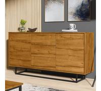 Creative Furniture Vista Loft Sideboard 140Cm - Industrial Storage With Rustic, Oak & Black Matt Doors In Brown Brown