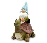 Creative Garden Gnome Sitting On Frog Ride Riding Frog Garden Elder Decorative Statue Mini Resin Garden Gnome Miniatures Dwarf Ornament For Patio Lawns And Yard And Garden Outdoor Spaces