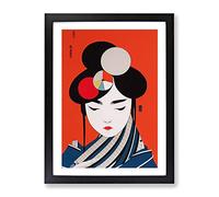 Creative Geisha Art Framed Print for Living Room Bedroom Home Office Décor, Wall Art Picture Ready to Hang, Black A2 Frame (62 x 45 cm)