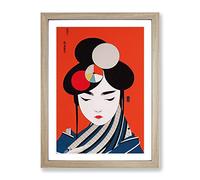 Creative Geisha Art Framed Print for Living Room Bedroom Home Office Décor, Wall Art Picture Ready to Hang, Oak A2 Frame (64 x 46 cm)