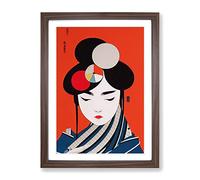 Creative Geisha Art Framed Print for Living Room Bedroom Home Office Décor, Wall Art Picture Ready to Hang, Walnut A2 Frame (64 x 46 cm)