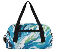 Creative Geometric Kids Duffle Bag Boys Girls Small Sport Dance Gym Bag for Overnight Travel Weekender Carry On, Greenish Colored Pattern, 18.5"L x 9.4"W x 7.8"H