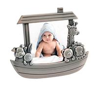 Creative Gifts International Noah's Ark Newborn Baby Photo Frame, 3"x3", Non-tarnish Brushed Pewter Finish, Gift Box Included