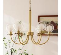 Creative Glass Ball Chandelier,Pendant Light Copper Lamp Glass Globe Light Artistic Chandelier Luxury Lighting Indoor Chandelier, for Living Room, Dining Room, Bedroom,6 heads