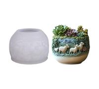 Creative Goat Pattern Silicone Planter Mold Flowerpot for Resin Jewelry Crafting and Succulents Decorations Goat Relief Silicone Mold