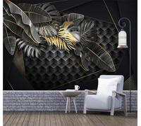 Creative Gold Black Leaves Geometric Three Dimensional 3D Wallpaper Easy Install Feature Office Living Room Sofa Bedroom TV Background Wall Decoration-430cm×300cm