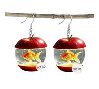 Creative Goldfish Apple Lemon Acrylic Earrings Fun Unique Gift Earrings, Acrylic, No Gemstone