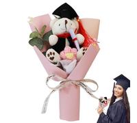 Creative Graduation Bear with Elegant Plush Flower Bouquet - Woven Design