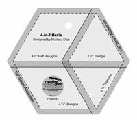 Creative Grids 4-in-1 Hexie Quilt Ruler - CGRSM1 - Made in USA, 4-1/2in x 5-1/4in, Non-Slip Grip Acrylic Quilting, Sewing, Crafting, Patchwork Ruler & Template