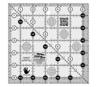 Creative Grids Quilt Ruler 6-1/2in x 6-1/2in Square - CGR6LEFT - Made in USA, Non-Slip Grip Acrylic Quilting, Sewing, Crafting, Patchwork Ruler for Measuring & Cutting Fabric