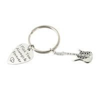 Creative Guitar Pick Keychain Metal Hanging Ornament for Bags | Silver Finish, Lightweight Carry Piece, Schoolbag and Luggage Accent, Charming Practical Accessory