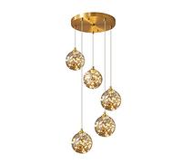 Creative Gypsophila Pendent Lamp Modern All Copper Globe Chandelier Ceiling Light Disc 3/5-Light Droplight for Dining Room, Lighting Yearn for (Five Heads)