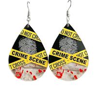 Creative Halloween Bloodstains Dangle Earrings Crime Scene fingerprints Handprints Transparent Acrylic Drop Earrings Halloween Party Jewelry for Women, Zinc, No Gemstone