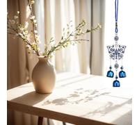 Creative Handmade Alloy Wind Chime Evil Eye Butterfly Sunflower Talisman Pendant Handmade Good Luck Charm, Car Kitchen Home Garden Patio Office (1pc Butterfly Blue Eye)