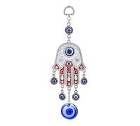Creative Handmade Evil Eye Fatima's Holy Hand and Horseshoe Evil Eye Talisman Pendant Decoration, Good Luck Charm, Office, Car Decoration, Blessing Ornament (1PC Fatima's - Red)