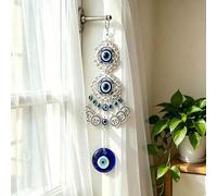 Creative Handmade Evil Eye Silver Metal Retro Blue Eyes Wall Pendant Good Luck Charm, Office, Car Decoration, Blessing Ornament, Reflects Negative Energy (1PC Blue - Silver)