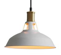 Creative Hat-Shaped Metal Chaner, E27 Base Single-Head Pendant Lamp, Modern Industrial Style Hanging Light, Bedroom Restaurant Bar Decoration Light Fixtures (White 27cm)