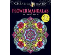 Creative Haven Flower Mandalas Coloring Book : Stunning Designs on a Dramatic Black Background