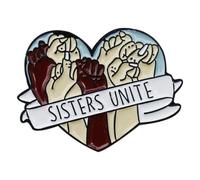 Creative Heart-Shaped Unity Brooch - Sisterhood Symbol with Ribbon Design