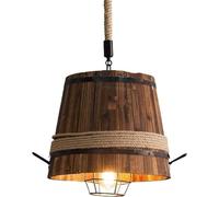 Creative Hemp Rope Loft Bar Chandelier Industrial Rustic Wooden Pendant Ceiling Fixture E27 Hanging Light for Kitchen Island Dining Living Room Hallway