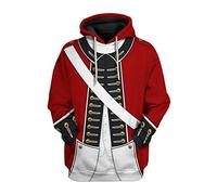 Creative Historically Hoodie Historical Military Design Hoodie Costume of Famous Historical Figure, Red Revolutionary War, XXL