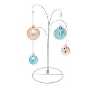 Creative Hobbies 2 Pack of Metal Ornament Display Stands - 12″ Tall with Four Hooks at Varying Heights for Christmas Ornaments and Keepsakes (Silver)