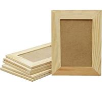 Creative Hobbies Pack of 12 - Unfinished Solid Pine Wood Frames for Arts & Crafts, DIY Painting - Stand or Hang on Wall - 6x8 Frame Size for 6x4 Pictures - for Adults & Kids