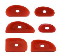 Creative Hobbies Pack of 6 Red Soft Silicone Pottery Ribs (Shapes 0-5) | Ultimate Ceramic Sculpting Tools Set for Smooth Finishing and Removing Finger Marks