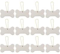 Creative Hobbies Ready to Paint DIY Ceramic Bisque Bone Shape Ornaments with Hanger for Christmas Tree and Holiday Decoration | Pack of 12