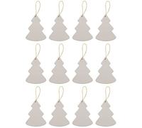 Creative Hobbies Ready to Paint DIY Ceramic Bisque Tree Shape Ornaments with Hanger for Christmas Tree and Holiday Decoration | Pack of 12