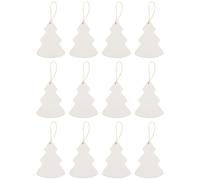 Creative Hobbies Ready to Paint DIY Christmas Tree Shape Glazed Porcelain Ceramic Ornaments with Hanger for Christmas Tree and Holiday Decoration | Pack of 12