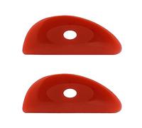 Creative Hobbies Red Soft Silicone Pottery - Pack of 2 | Ultra-Soft Ceramic Sculpting Tool for Smooth Finishing and Removing Finger Marks | Essential Tool for Potters (Shape 3)