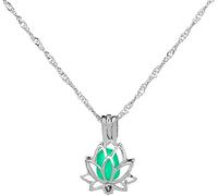 Creative Hollowed Lotus Glow In The Dark Pendant Necklace Luminous Chain Jewelry For Party Daily
