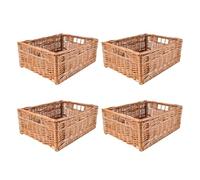 Creative Home 4 x Wicker Basket Crate with Handles | 40x30x15cm (+/- 2cm)
