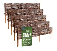 Creative Home 5 x Wicker Slat Fence Garden Fence | 120x20cm (+/-1cm) | Flower Bed Lawn Decorative Edging Fence Garden Screening | Privacy Border