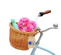 Creative Home Bicycle Wicker Basket | 36 x 29 x 23 cm (+/- 2cm) Lightweight | Bicycle Accessories | Natural Brown Willow | Handmade Hand-Woven + Leather Belts | Shopping Basket
