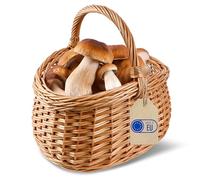 Creative Home Brown Wicker Basket Mushroom Basket | 43x33x40cm (+/-2cm) | Shopping with Handle Handmade Durable | Natural Thick Willow Woven | Christmas, Picnic, Fruit, Gift