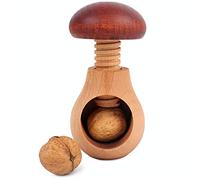 Creative Home Brown Wooden Nutcracker Christmas Decor Xmas | Mushroom Shaped | 10 x 6 cm | Natural Beech Wood | Screw Mechanism for Cracking Nut | Tool for The Kitchen | Solid & Durable