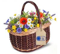 Creative Home Dark Brown Wicker Basket Mushroom Basket | 43x33x40cm (+/-2cm) | 2-Colour Shopping Basket with Handle Handmade Durable | Natural Thick Willow Woven | Easter, Picnic, Fruit, Gift