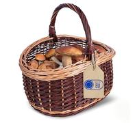 Creative Home Dark Brown Wicker Basket Mushroom Basket | 43x33x40cm (+/-2cm) | 2-Colour Shopping Basket with Handle Handmade Durable | Natural Thick Willow Woven | Easter, Picnic, Fruit, Gift